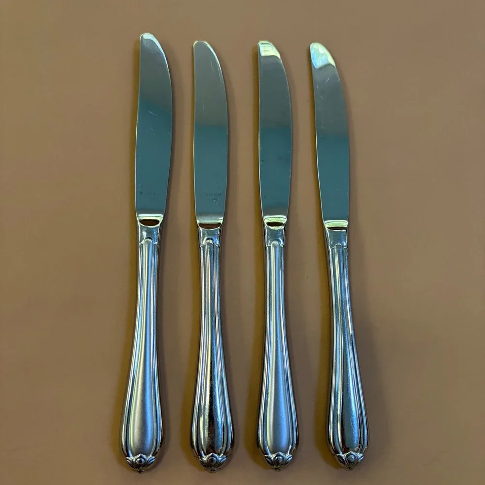 Gorham Melon Bud Glossy Stainless Steel Dinner Knives Set of 4 Hollow Handle